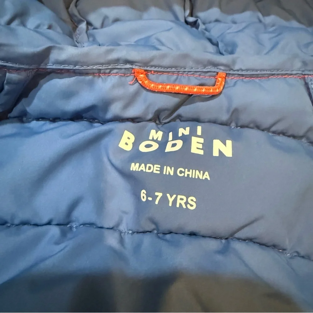 Mini Boden Colorful Hooded Puffer Jacket size 6/7